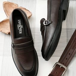 INVICTUS Men Brown Solid Formal Slip-on's-image-67