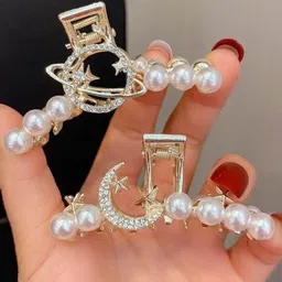 FIMBUL Set Of 2 Crystal & Beaded Claw Clip-16