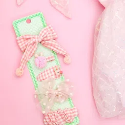 Yellow Bee Girls Peach & White Set of 5 Claw Clip-image-13