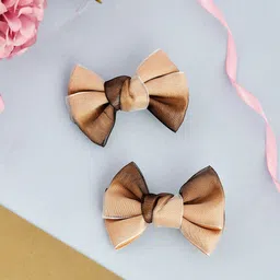 Silvermerc Designs Women Set of 2 Beige & Brown Alligator Hair Clips-58