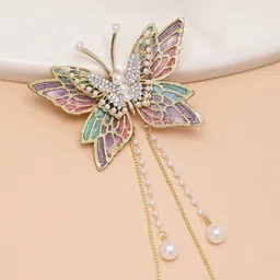 VOGUE PANASH Gold-Plated CZ-Stone Studded Butterfly Aligator Clip-image-59