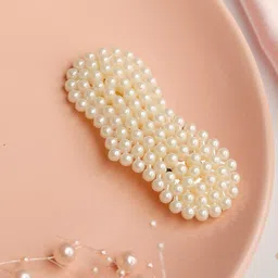 PRITA BY PRIYAASI Women White Beaded Heart Shaped Tic Tac Hair Clip-46