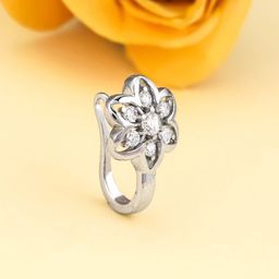 GIVA 92.5 Sterling Silver Rhodium-Plated Cubic Zirconia Nose Pin-image-39