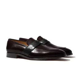 Rapawalk Burgundy & Black Handcrafted Standard Width Leather Slipons-image-63