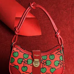 Berrylush Red Graphic Printed PU Structured Shoulder Bag-20
