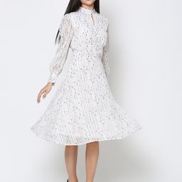 DRIRO White Poly Satin A-Line Midi Dress-image-34
