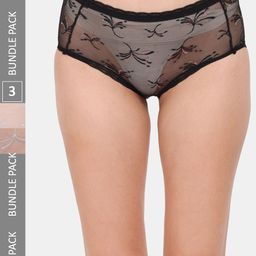 Amour Secret Women Pack Of 3 Self-Design Anti-Bacterial Hipster Briefs-image-71