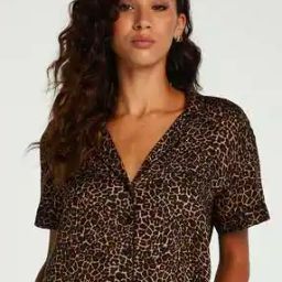 Printed Button-Down Lounge Top-picture-4