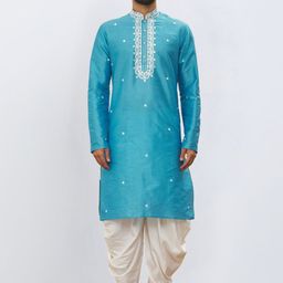SULAKSHACOUTUREZ Men Embroidered Regular Thread Work Kurta with Dhoti Pants-picture-31