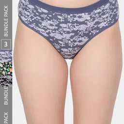 Amour Secret Pack Of 3 Printed Mid-Rise Hipster Briefs P2012_Gry_Grn_Blk-image-86