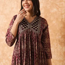 KALINI Ethnic Motifs Printed Regular Chanderi Silk A-Line Kurta With Trousers & Dupatta image 2