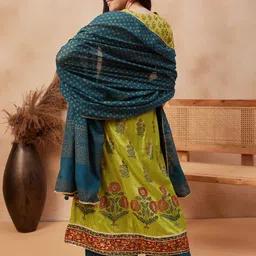 Anouk Ethnic Motifs Printed Regular Gotta Patti Pure Silk Kurta With Trousers & Dupatta image 5