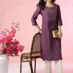 Anouk Striped Yoke Design Sequins Kurta-27
