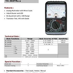 artist unknown HTC Instrument Yx-360 Tre-B Analog Multimeter with Mirror Scale /Diode /Transistor /Hfe image 4