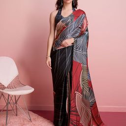 RACHNA Abstract Block Print Satin Saree-22