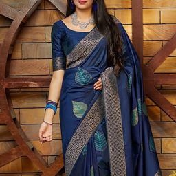KALINI Ethnic Motifs Woven Design Silk Cotton Banarasi Saree-image-50