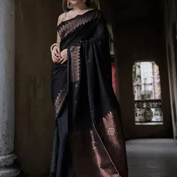 Aldwych Woven Design Zari Silk Blend Banarasi Saree-picture-5
