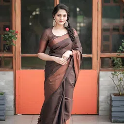 Anjaneya Sarees Chevron Woven Design Zari Banarasi Saree-image-30