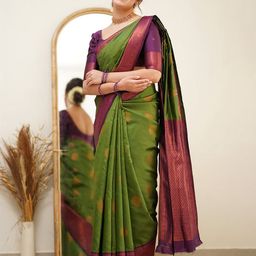 Anjaneya Sarees Ethnic Motif Woven Design Zari Banarasi Saree-picture-36