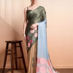 RACHNA Polka Prints Satin Saree-image-5