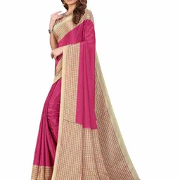 VIMLA Checked Printed Border Saree image 2