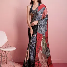 RACHNA Abstract Block Print Satin Saree image 5