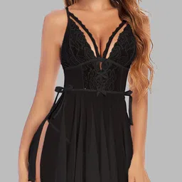FIMBUL Shoulder Straps Self Design Net Baby Doll-picture-22