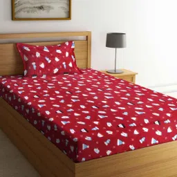 klotthe Red Cartoon Characters Woolen Single Bed Sheet with Pillow Cover-picture-37