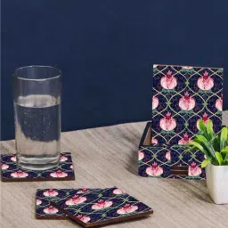 ambbi collections Artisanal Craftsmanship Dark Blue MDF (Set of 6) Coasters-picture-19