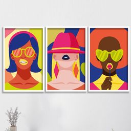 SAF 3-Pcs Blue and Red Modern Boho Framed Wall Art-21