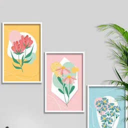 SAF 3-Pcs Blue & Yellow Modern Art Framed Wall Art-15