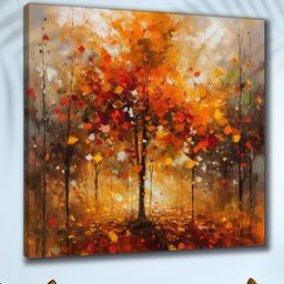 SAF Red & Yellow Wooden Framed Nature Art Canvas Painting Wall Art-22