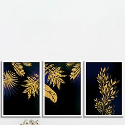 SAF Black & Yellow 3 Pieces Painted Wall Arts-image-97