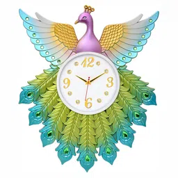 Attractionz Green & Gold-Toned Textured Round Contemporary Wall Clock-10