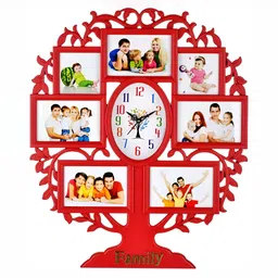 Attractionz Red & White Textured Analogue Contemporary Wall Clock-14