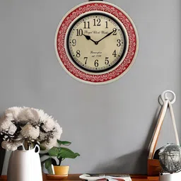 Aapno Rajasthan Red Printed Analogue Traditional Wall Clock-image-96
