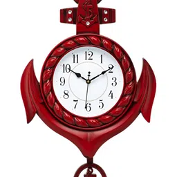 Attractionz Red & White Textured Vintage Round Shaped Wall Clock-3
