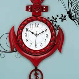 Attractionz Red & White Round Shaped Contemporary Pendulum Analogue Wall Clock-picture-39