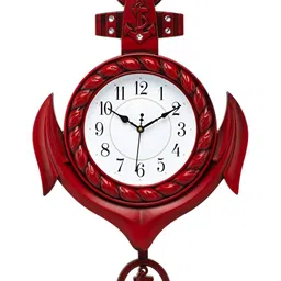 Attractionz Red & White Printed Round Acrylic Contemporary Wall Clock-14