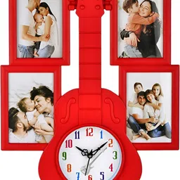 Attractionz Red & White Textured Analogue Contemporary Wall Clock-7