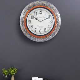 Aapno Rajasthan Grey & Copper-Toned Textured Contemporary Wall Clock-image-61