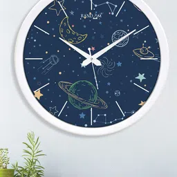 RANDOM Blue & White 3D Space Analogue Wall Clock-0