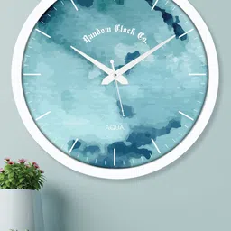 RANDOM White & Blue Printed Contemporary Wall Clock-82