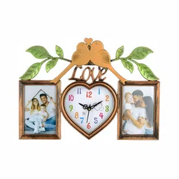 Attractionz Orange & Green Geometric Shaped Photo Frame Contemporary Analogue Wall Clock-9