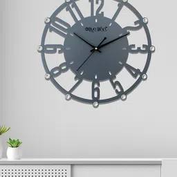 OLIVE TREE Grey Contemporary Round Wall Clock-20