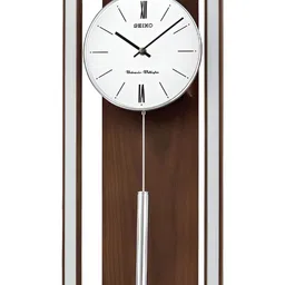 SEIKO Brown & White Rectangle Contemporary Wooden Pendulum Wall Clock-image-34