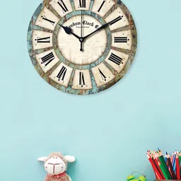 RANDOM Beige & Green Printed Analogue Traditional Wall Clock-picture-5
