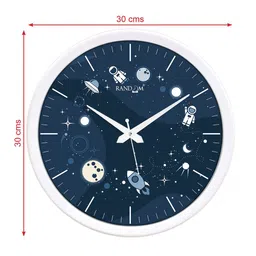 RANDOM Blue & White 3D Space with Astronaut Analogue Wall Clock image 2