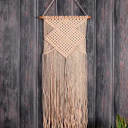 HANDICRAFT PALACE Beige Bohemian Macrame Tapestry Tassel Wall Hanging-0