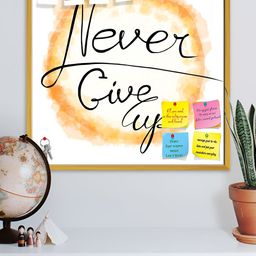 ArtzFolio White Typography Printed Wood Bulletin Board With Sticky Notes image 1